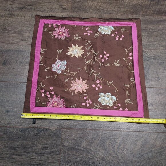 Pillow Cover Embroidered Throw 21Inch Square Shell Feather Rodeo Chain Stich - Picture 15 of 16